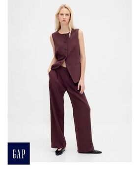 GAP Women's 365 Low Rise Wide-Leg Trousers in Deep Burgundy NWT size 6 Tall